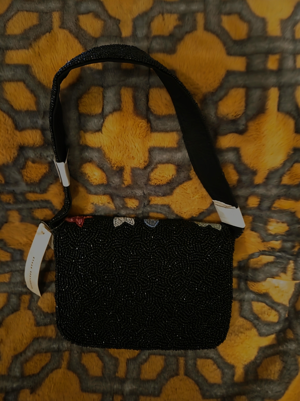 Viral Beaded Floral Crossbody Bag - Black with Multicolor Flowers - Picture 2 of 5